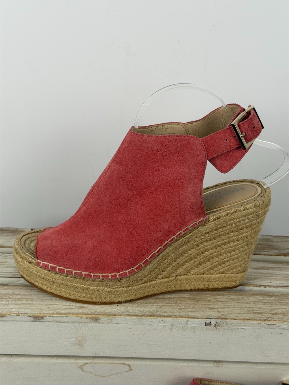 Kenneth Cole New York Olivia espadrille wedge sandals in coral suede size 10M - Picture 2 of 16
